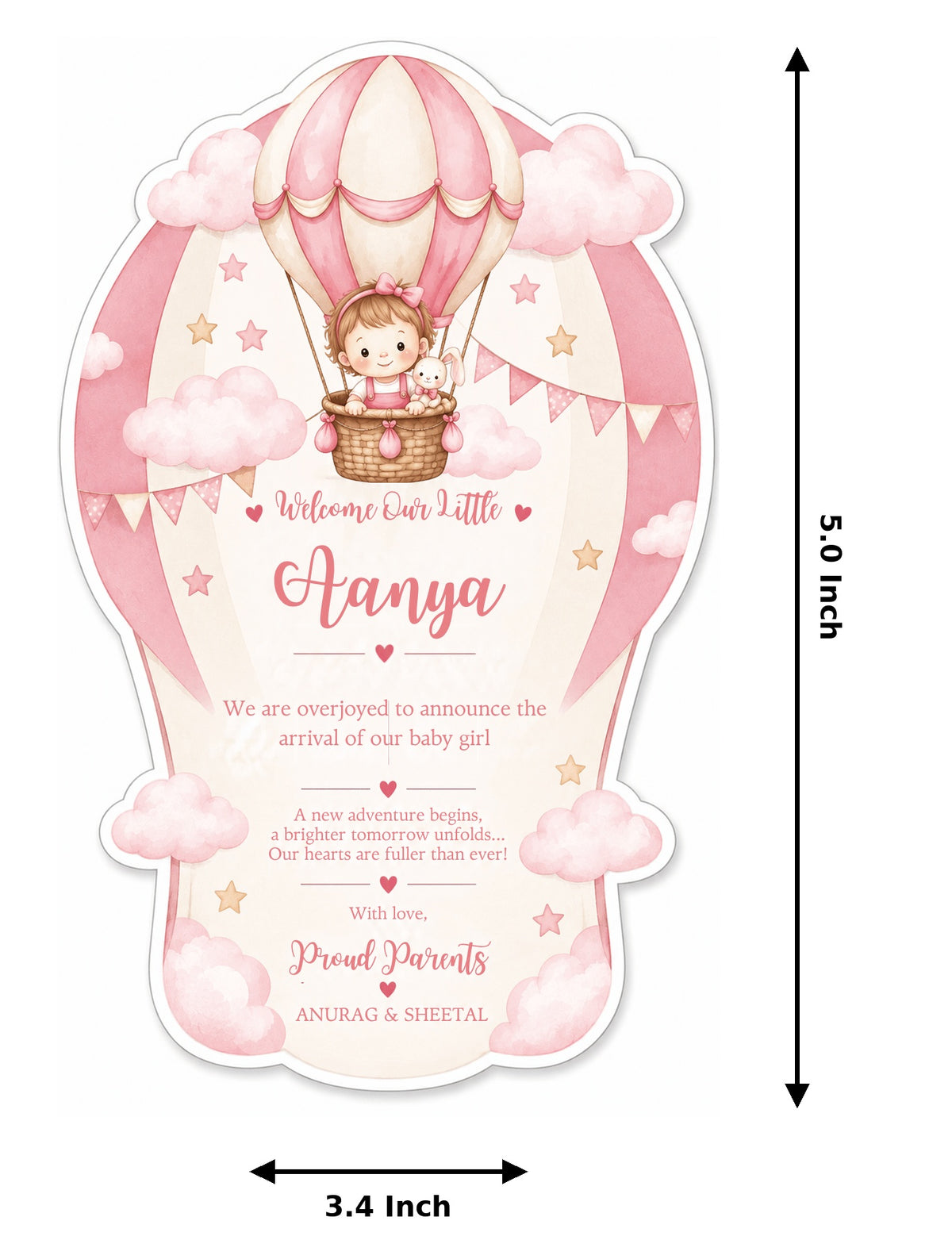 Baby Shower & Birth Announcement Gift Tags in a hotair balloon design