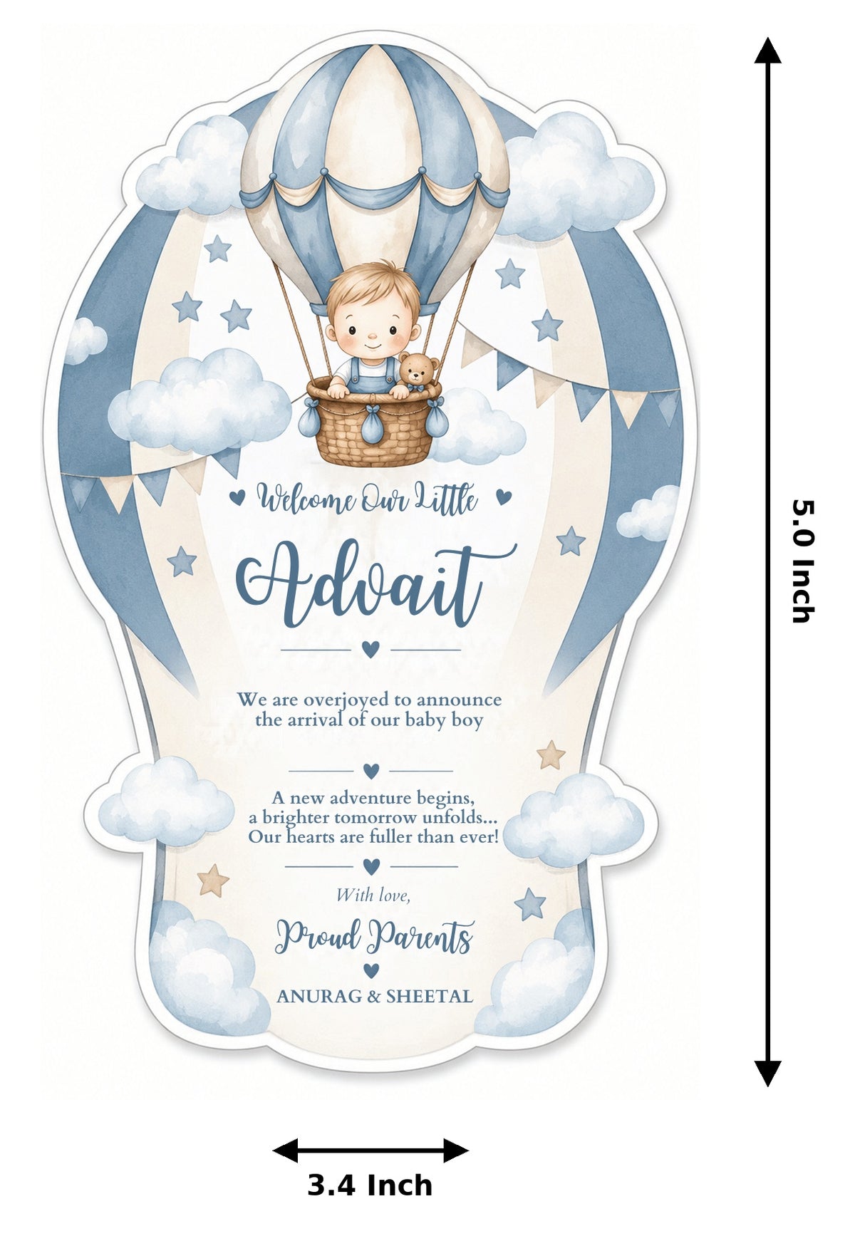 Baby Shower & Birth Announcement Gift Tags in a hotair balloon design