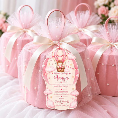 Baby Shower & Birth Announcement Gift Tags in a hotair balloon design