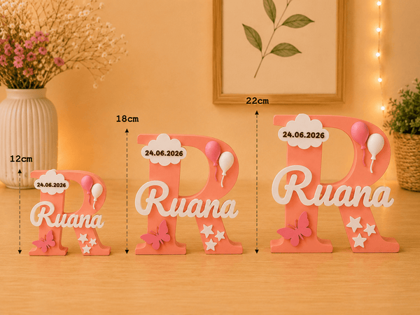 Baby Girl Birth Announcement Personalised 3D Printed Name Stand - Chatterbox Labels-3D Printed Gifts