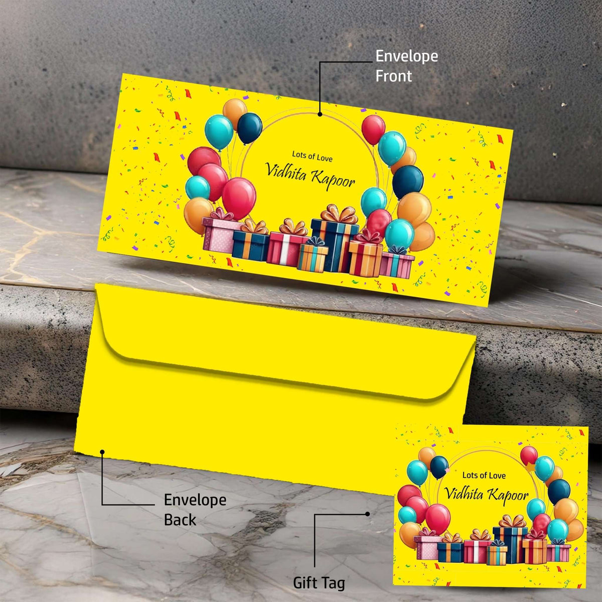 Personalised Money Envelopes - Balloons & Birthday Wishes Style Envelope Theme - Set of 20 - Chatterbox Labels-Envelopes