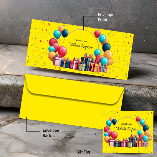 Personalised Money Envelopes - Balloons & Birthday Wishes Style Envelope Theme - Set of 20 - Chatterbox Labels-Envelopes