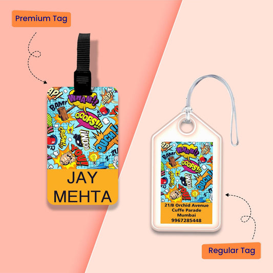Personalized Bag Tags for Kids - Set of 5 - Bam Boom Design - Chatterbox Labels - Bag Tags