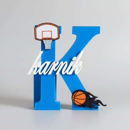 Personalised Name Stand & Pen Holder Basketball Theme - Chatterbox Labels-3D Printed Gifts
