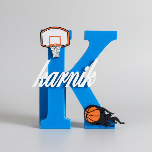 Personalised Name Stand & Pen Holder Basketball Theme - Chatterbox Labels-3D Printed Gifts