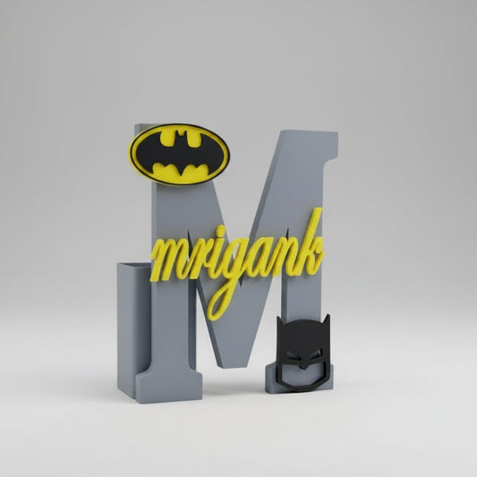 Personalised Name Stand & Pen Holder Batman Theme - Chatterbox Labels-3D Printed Gifts