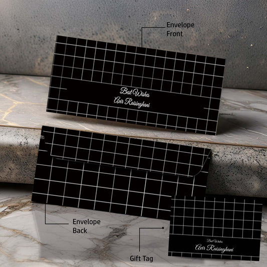Personalised Money Envelopes - Black Chequered Theme - Set of 20 - Chatterbox Labels-Envelopes