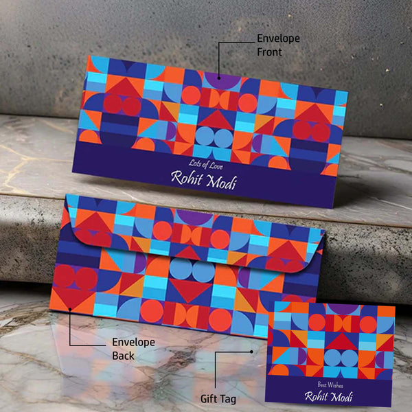 Personalised Money Envelopes - Blue Abstract Theme - Set of 20