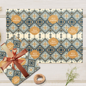 Custom Gift Wrapping Paper - Blue Mosaic Design