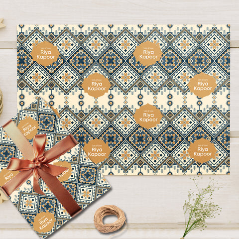 Custom Gift Wrapping Paper - Blue Mosaic Design