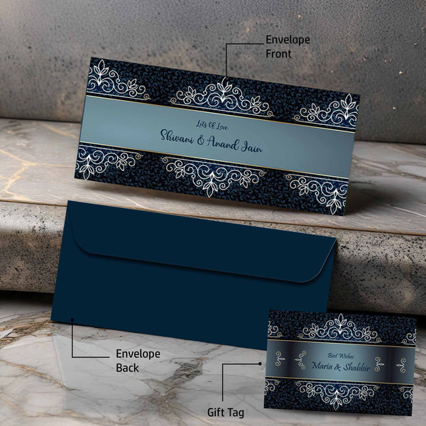 Personalised Money Envelopes - Blue Motif Theme - Chatterbox Labels-Envelopes