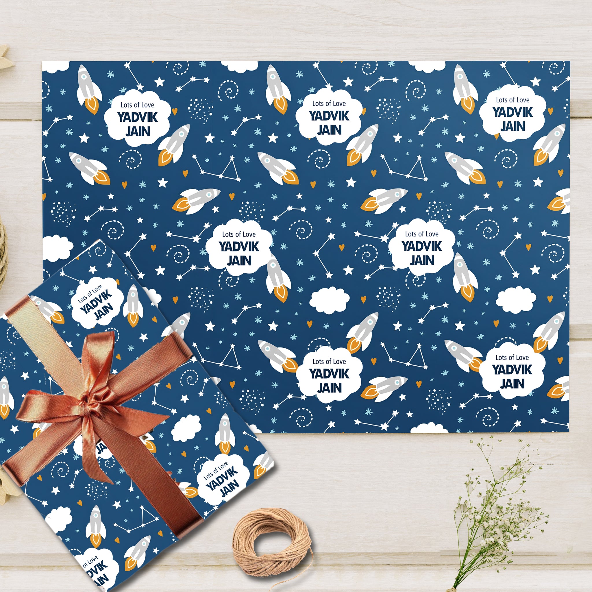 Custom Gift Wrapping Paper - Blue Galaxy Design