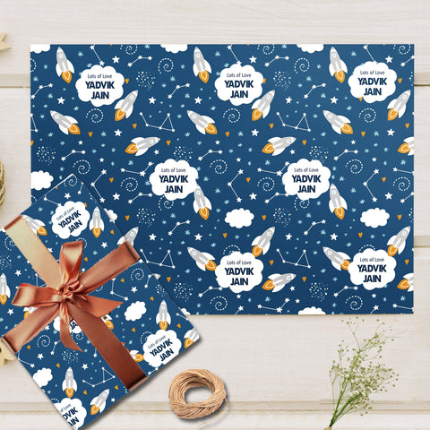 Custom Gift Wrapping Paper - Blue Galaxy Design
