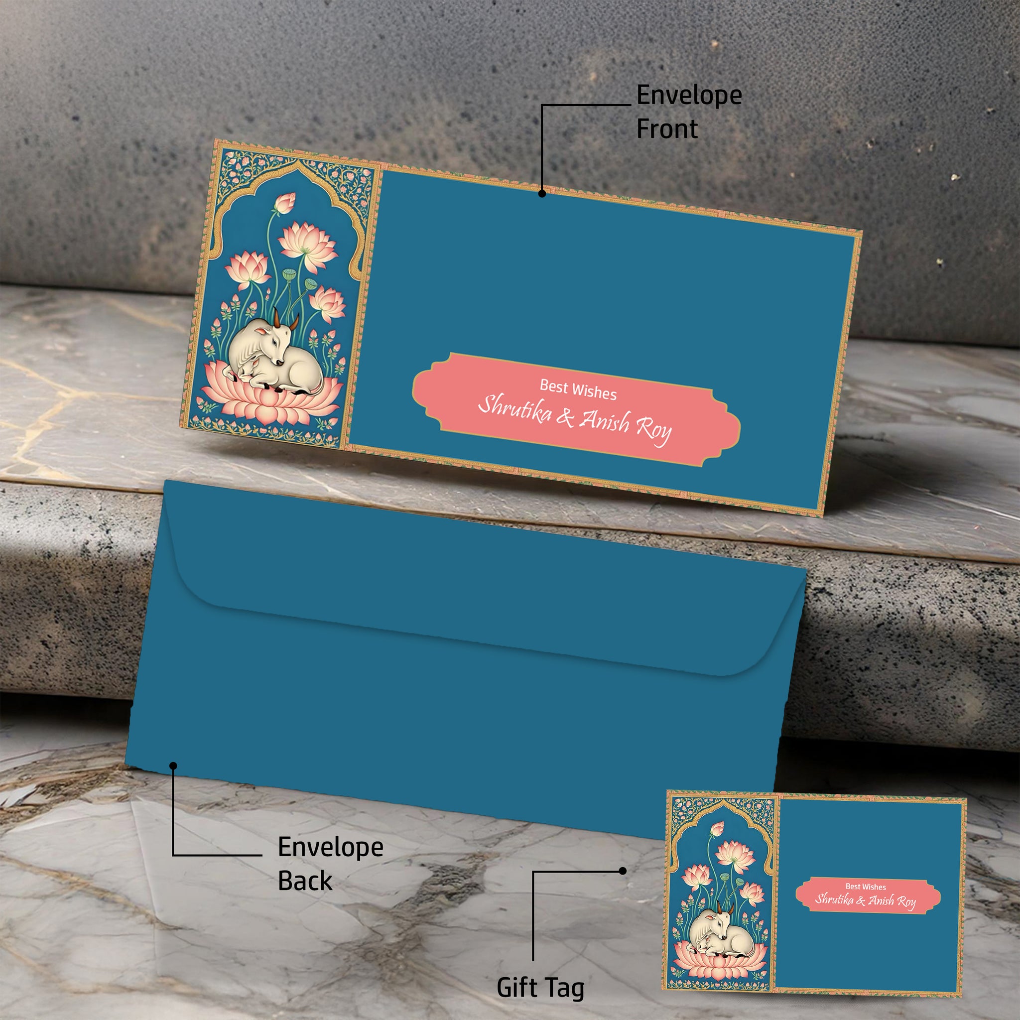 Personalised Money Envelopes - Gokul Charm Design - Set of 20