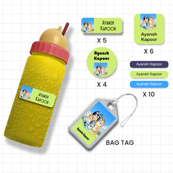 Assorted Shapes Waterproof Labels - Bluey Theme