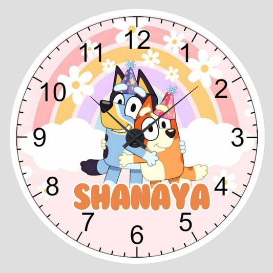 Personalised Acrylic Wall Clock - Blueys Playtime - Chatterbox Labels - Wall Clock