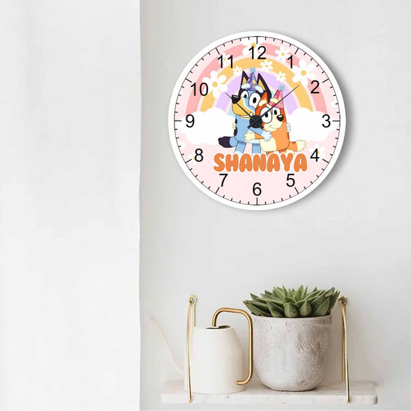 Personalised Wall Clock - Blueys Playtime Chatterbox Labels