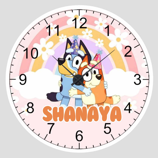 Personalised Wall Clock - Blueys Playtime Chatterbox Labels