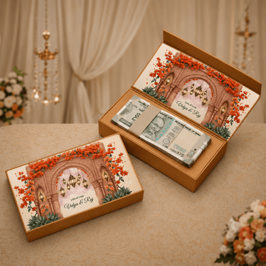 Personalised Shagun Cash Gift Box - Bougainvillea Arches - Chatterbox Labels-Cash Box