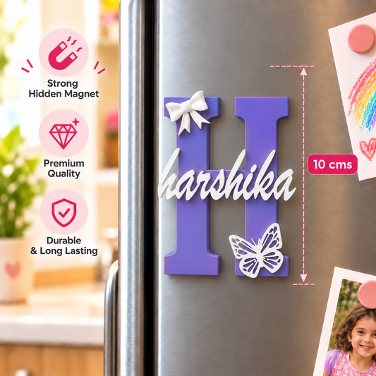 Bow & Butterfly Theme 3D Printed Magnetic Name Sign
