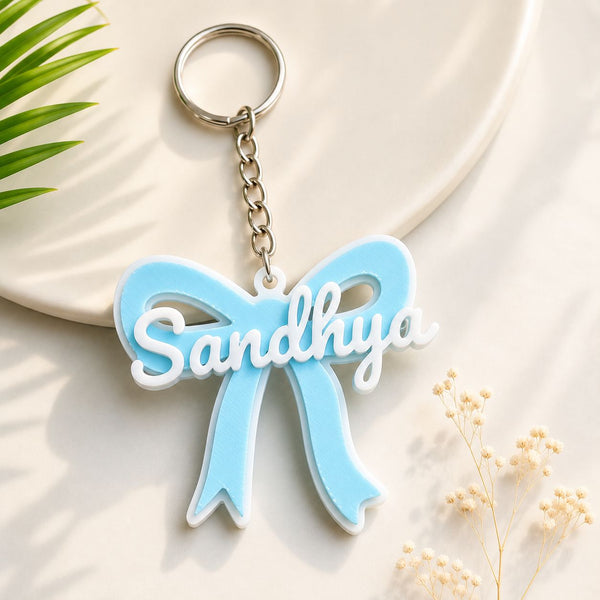 Personalised Bow Shape Name Keychain