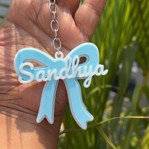Personalised Bow Shape Name Keychain