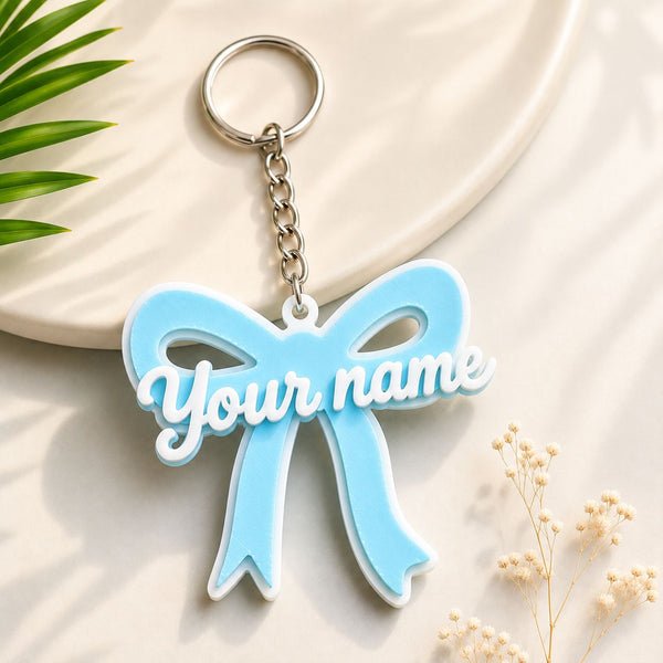 Personalised Bow Shape Name Keychain
