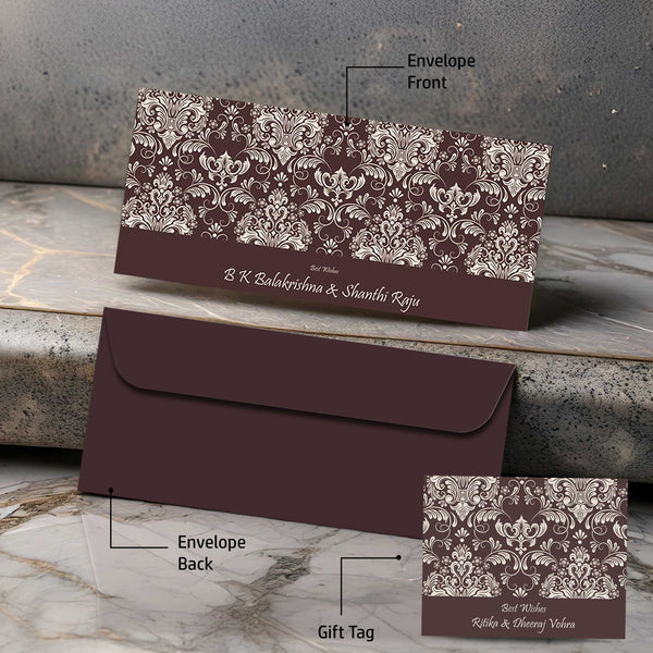 Personalised Money Envelopes - Brown Filigre Theme - Chatterbox Labels-Envelopes