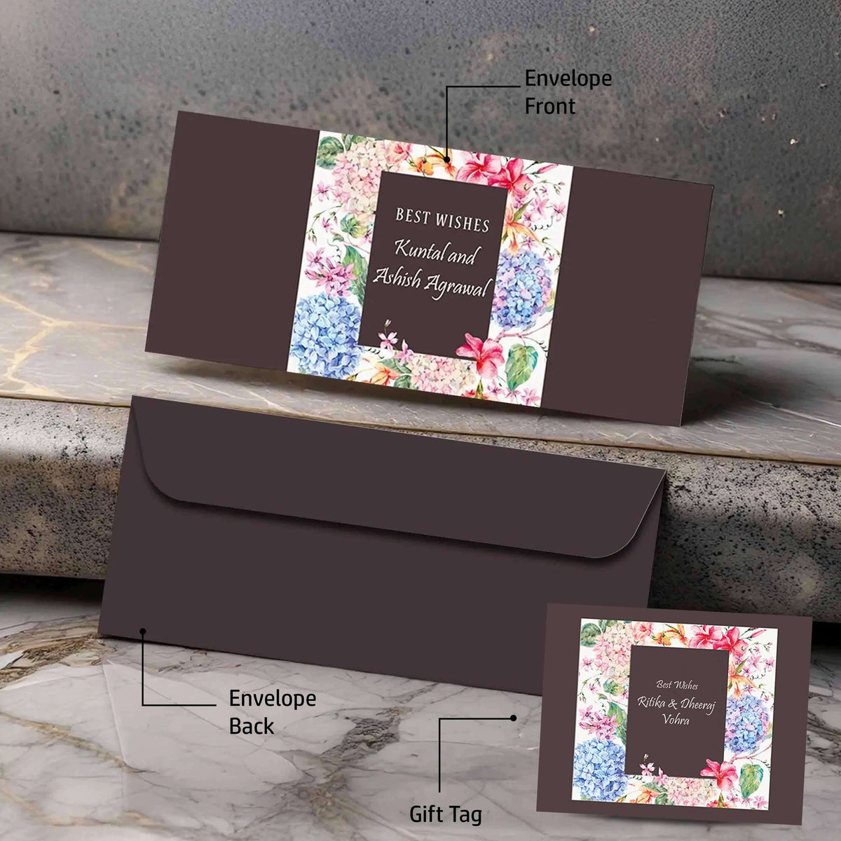 Personalised Money Envelopes - Floral Theme - Set of 20 - Chatterbox Labels - Envelopes