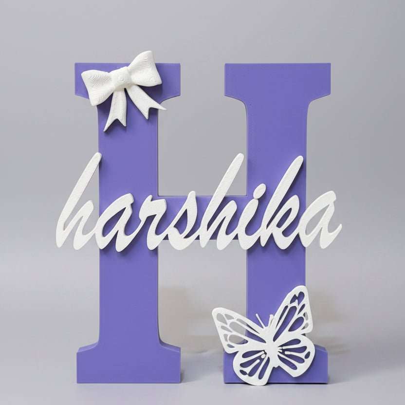 Personalised Name Stand & Pen Holder Bow & Butterfly Theme - Chatterbox Labels-3D Printed Gifts