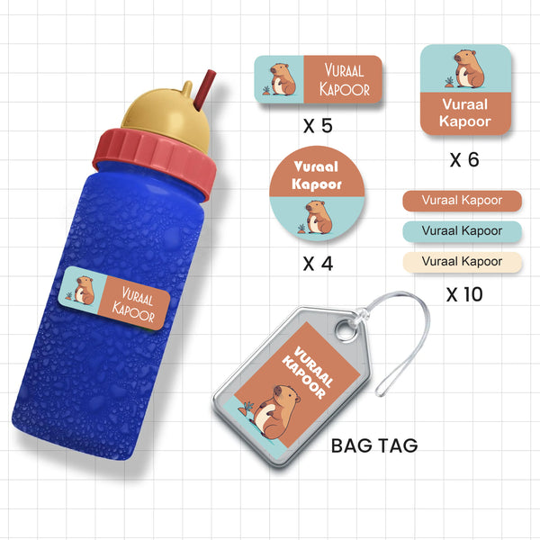 Assorted Shapes Waterproof Labels - Capybara Theme