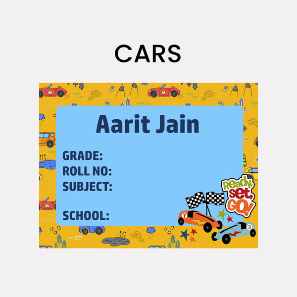Book Labels & Stickers - CARS & WHEELS - Chatterbox Labels - Book Labels