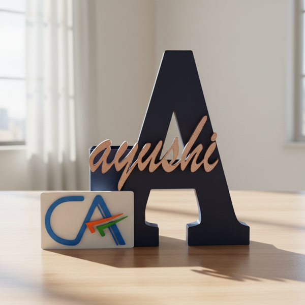 CA India Personalised Name Stand & Pen Holder for Desk