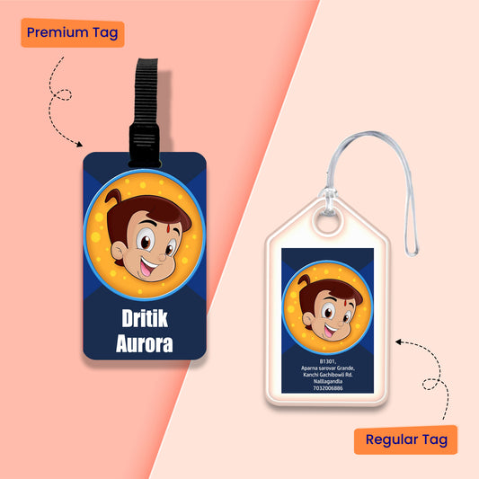 Personalized Bag Tags for Kids - Chhota Bheem Design - Chatterbox Labels - Bag Tags