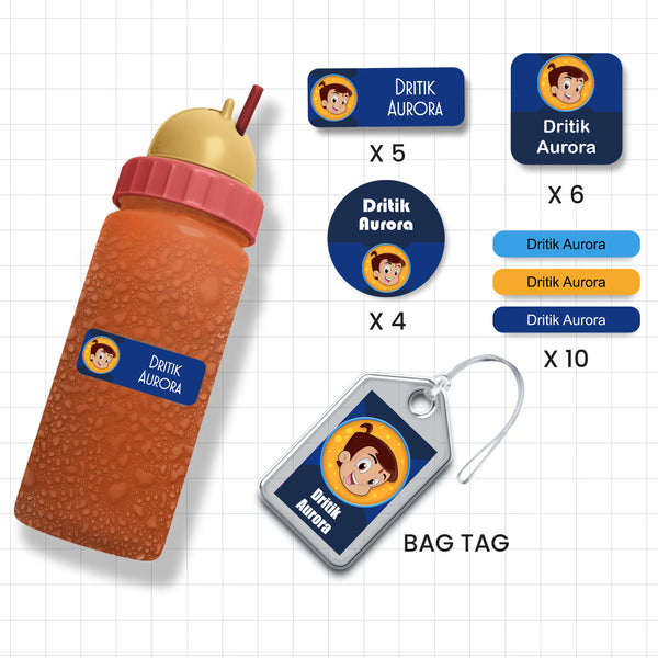 Assorted Shapes Waterproof Labels - Chhota Bheem Theme
