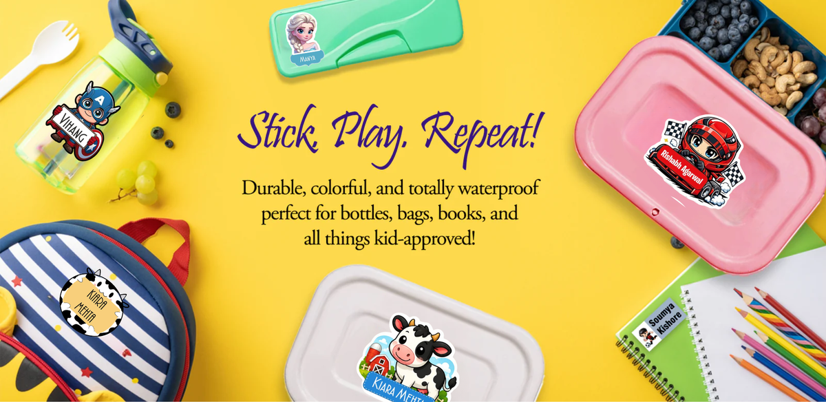 Waterproof Personalised Custom Shape Stickers - Elephant Face Shape - Set of 25