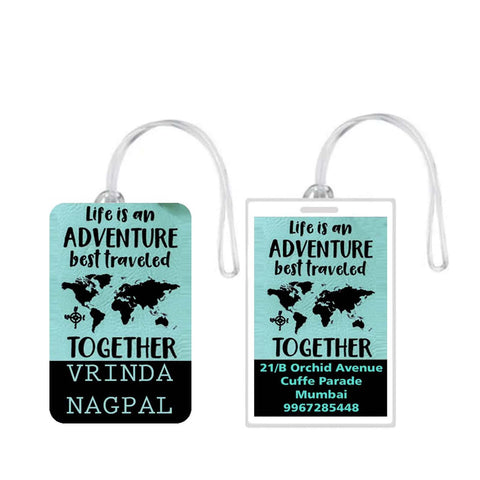 Custom Luggage Tags World Traveler Design - Set of 5 Chatterbox Labels