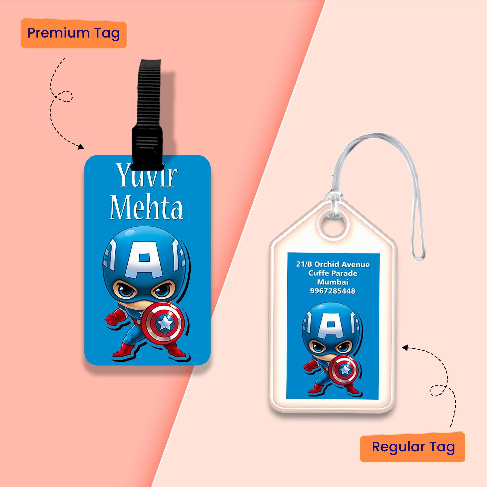 Personalized Bag Tags for Kids - Captain America Design