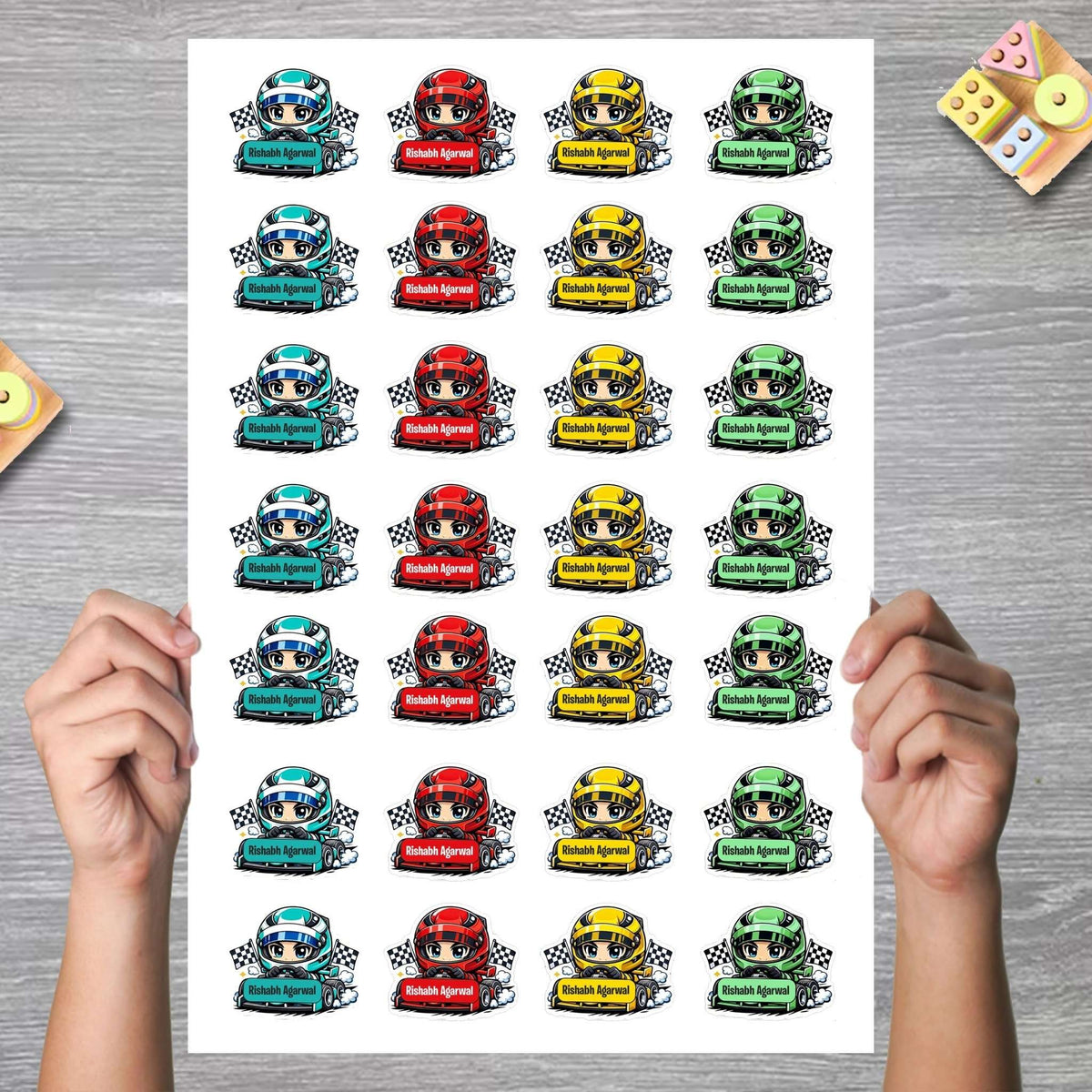 Waterproof Personalised Custom Shape Stickers - Speed Squad - Set of 24 Assorted Set - Chatterbox- Design Labels & Stickers