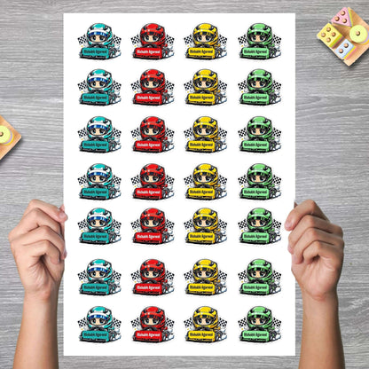 Waterproof Personalised Custom Shape Stickers - Speed Squad - Set of 24 Assorted Set - Chatterbox- Design Labels & Stickers