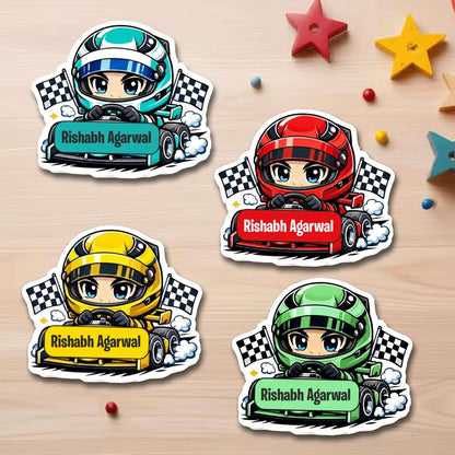 Waterproof Personalised Custom Shape Stickers - Speed Squad - Set of 24 Assorted Set  - Design Labels & Stickers