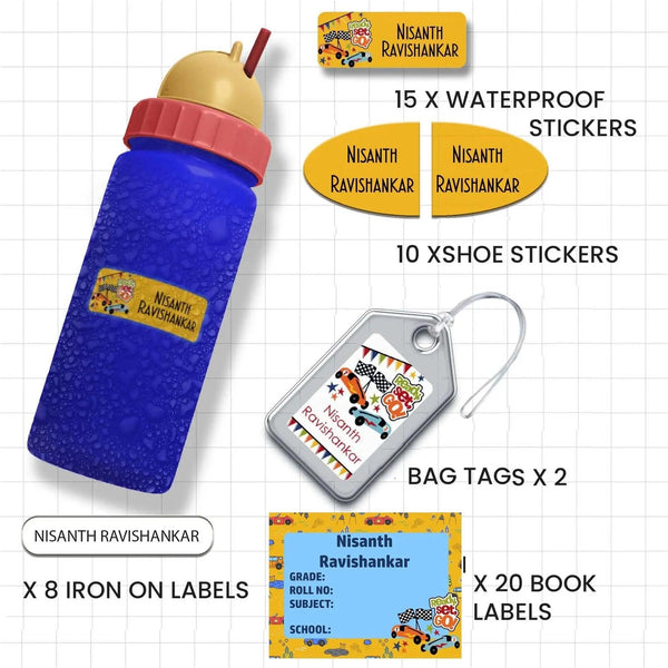 All You Need Pack - Set of 55 pieces - CARS & WHEELS - Chatterbox Labels - Value Packs