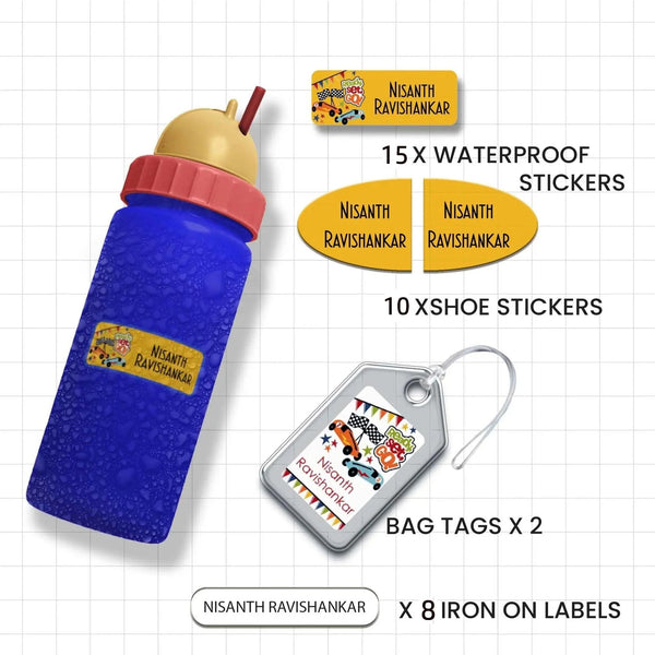 Classic Combo Label Pack - Set of 35 - CARS & WHEELS - Chatterbox Labels - Value Packs