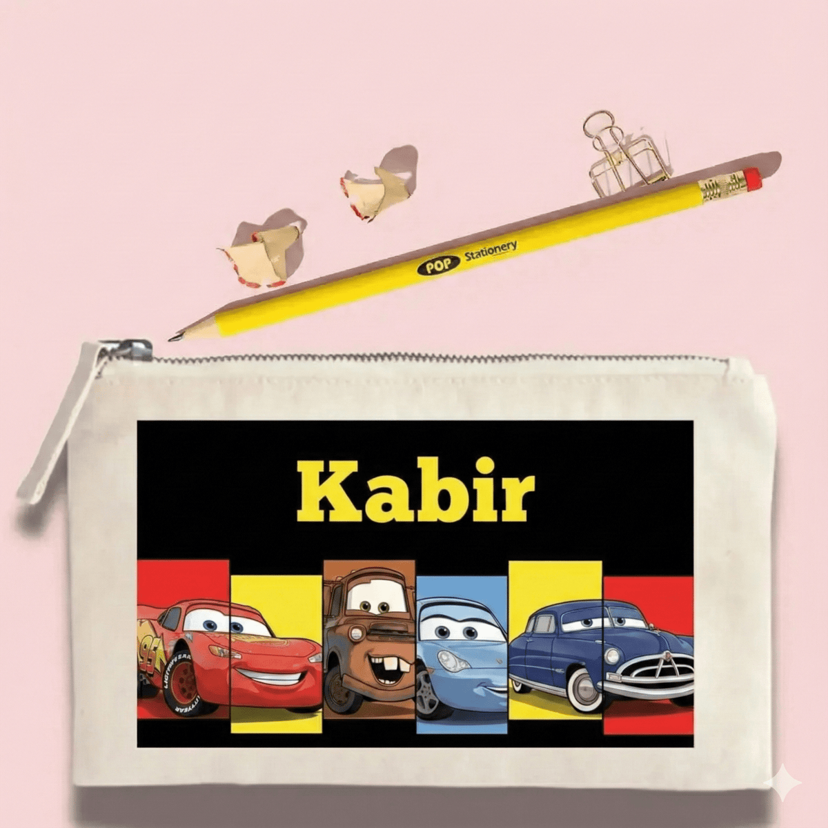 Custom Pencil Pouch - Cars Theme - Chatterbox Labels - Pouch