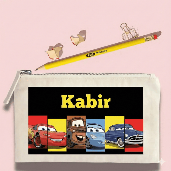Custom Pencil Pouch - Cars Theme - Chatterbox Labels - Pouch