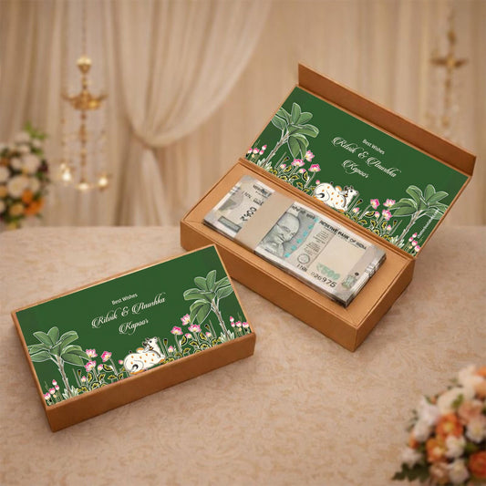 Personalised Shagun Cash Gift Box - Kamdhenu Garden Design - Chatterbox Labels - Envelopes