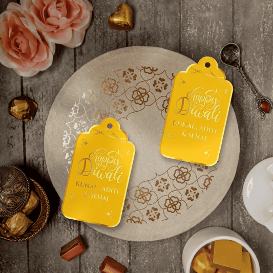 Happy Diwali Gold Foil Gift Tags - Radiant Yellow