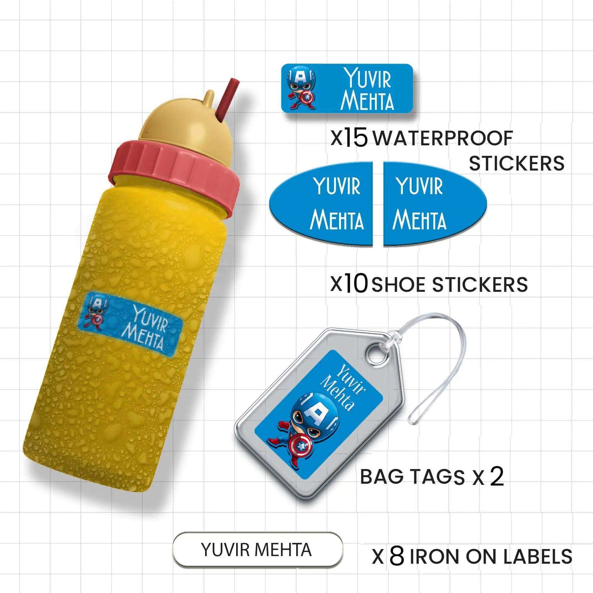 Combination Label Personalised Waterproof School Labels Combo Pack- 35 Labels