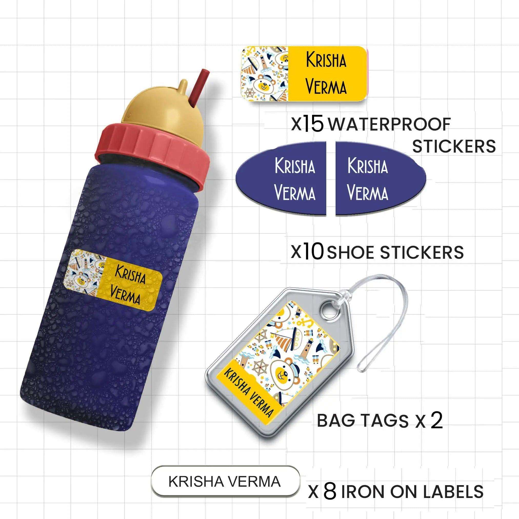 Personalised Waterproof School Labels Combo Pack- 35 Labels