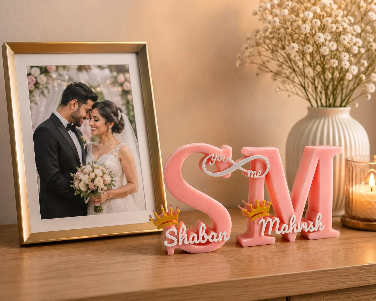 Couples Theme Personalised 3D Printed Name Stand